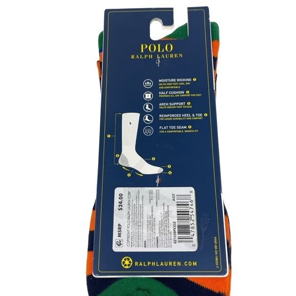 Polo Ralph Lauren Mens size XL shoe size 12-17 performance crew socks 3 pair New - Picture 12 of 16